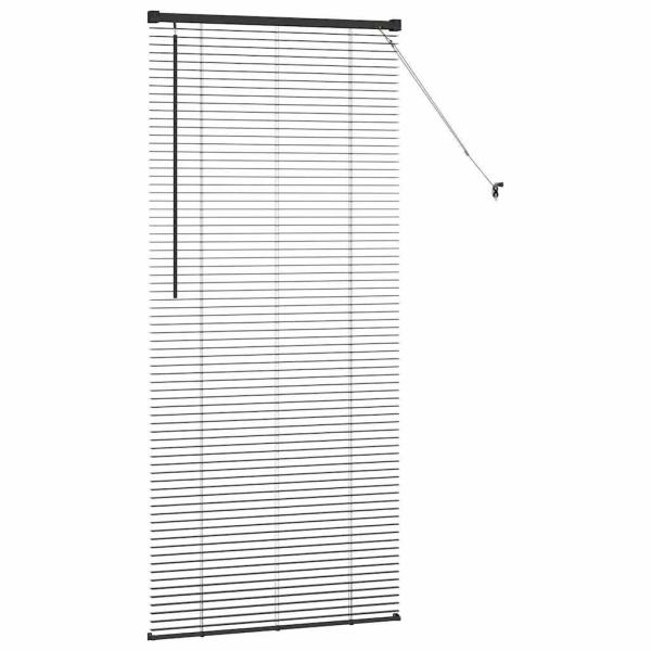 Fenster Jalousie mit Vorhängen Sonstiges Schwarz 80 x 175 cm Aluminium