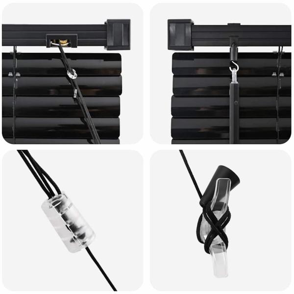 Fenster Jalousie mit Vorhängen Sonstiges Schwarz 85 x 175 cm Aluminium