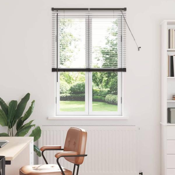 ARDEBO.de - Fenster Jalousie mit Vorhängen Sonstiges Schwarz 80 x 130 cm Aluminium