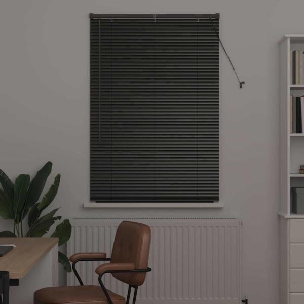 Fenster Jalousie mit Vorhängen Sonstiges Schwarz 80 x 130 cm Aluminium