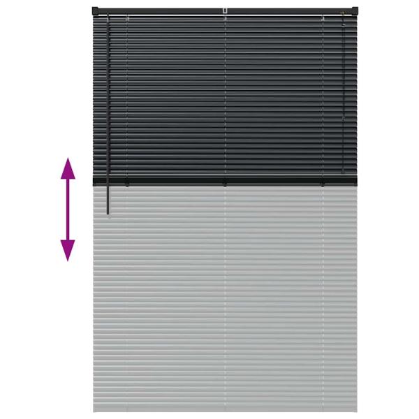 Fenster Jalousie mit Vorhängen Sonstiges Schwarz 80 x 130 cm Aluminium