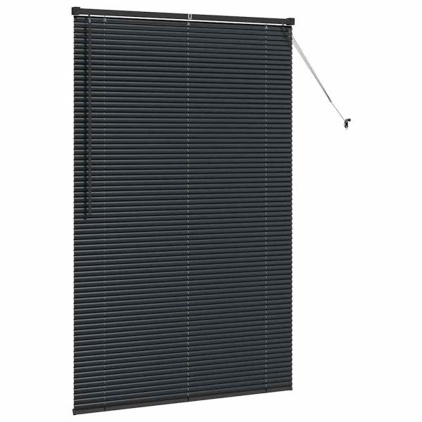 Fenster Jalousie mit Vorhängen Sonstiges Schwarz 80 x 130 cm Aluminium