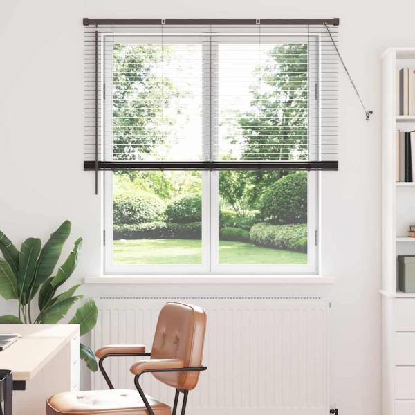 ARDEBO.de - Fenster Jalousie mit Vorhängen Sonstiges Schwarz 125 x 175 cm Aluminium