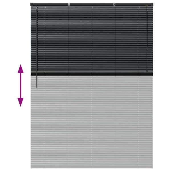 Fenster Jalousie mit Vorhängen Sonstiges Schwarz 125 x 175 cm Aluminium