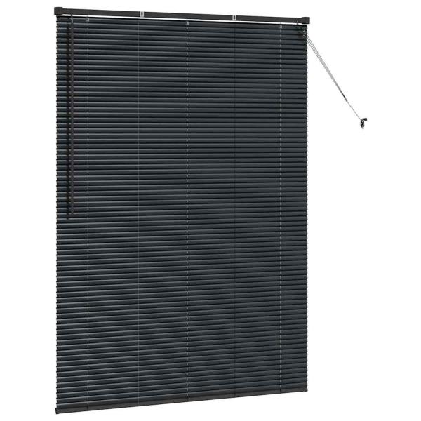 Fenster Jalousie mit Vorhängen Sonstiges Schwarz 125 x 175 cm Aluminium