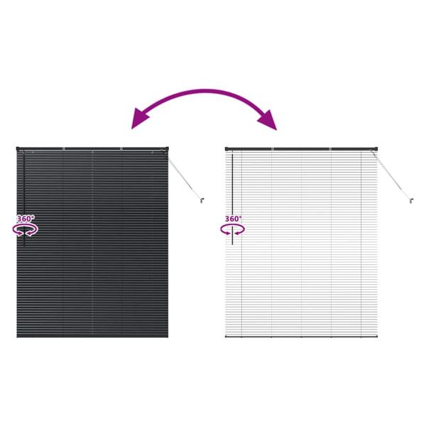 Fenster Jalousie mit Vorhängen Sonstiges Schwarz 140 x 175 cm Aluminium