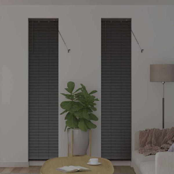 Fenster Jalousie mit Vorhängen Sonstiges Schwarz 80 x 130 cm Aluminium