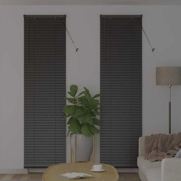 Fenster Jalousie mit Vorhängen Sonstiges Schwarz 80 x 130 cm Aluminium