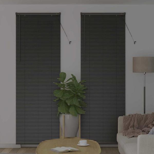 Fenster Jalousie mit Vorhängen Sonstiges Schwarz 80 x 220 cm Aluminium