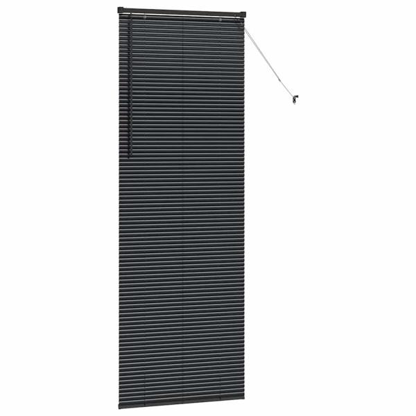 Fenster Jalousie mit Vorhängen Sonstiges Schwarz 80 x 220 cm Aluminium