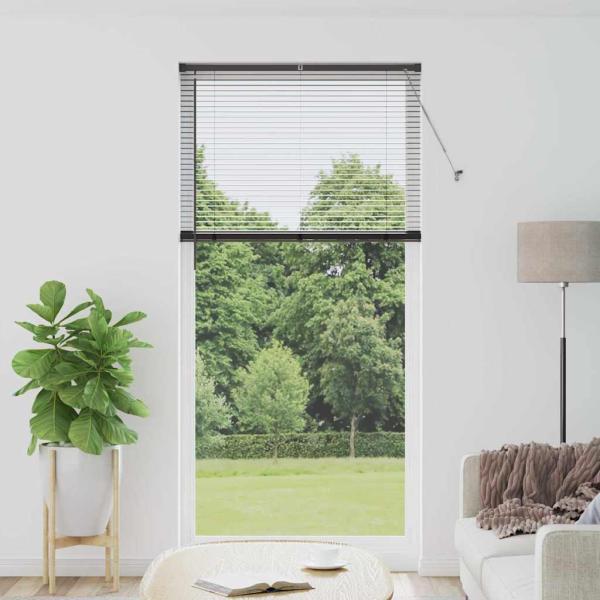 ARDEBO.de - Fenster Jalousie mit Vorhängen Sonstiges Schwarz 80 x 130 cm Aluminium