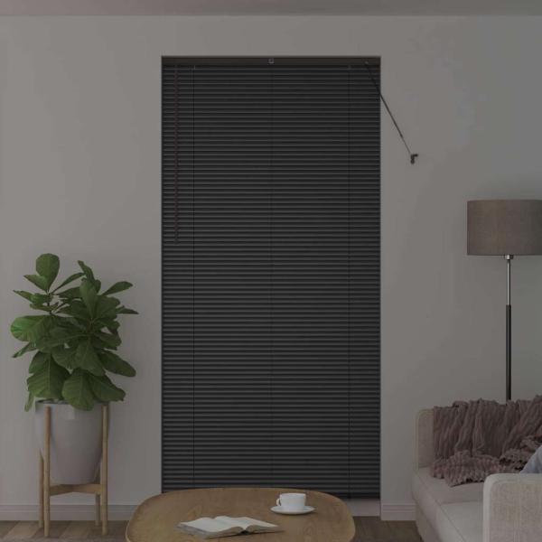 Fenster Jalousie mit Vorhängen Sonstiges Schwarz 80 x 130 cm Aluminium