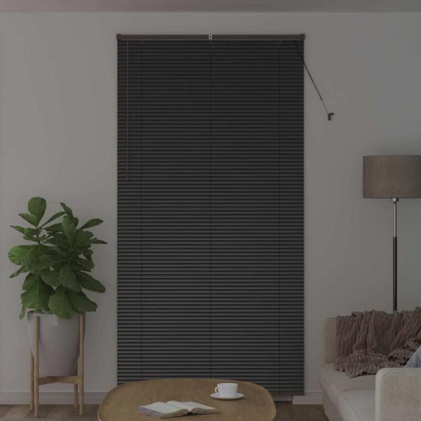 Fenster Jalousie mit Vorhängen Sonstiges Schwarz 120 x 220 cm Aluminium