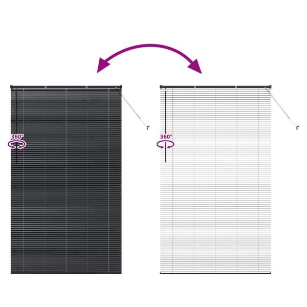 Fenster Jalousie mit Vorhängen Sonstiges Schwarz 80 x 130 cm Aluminium