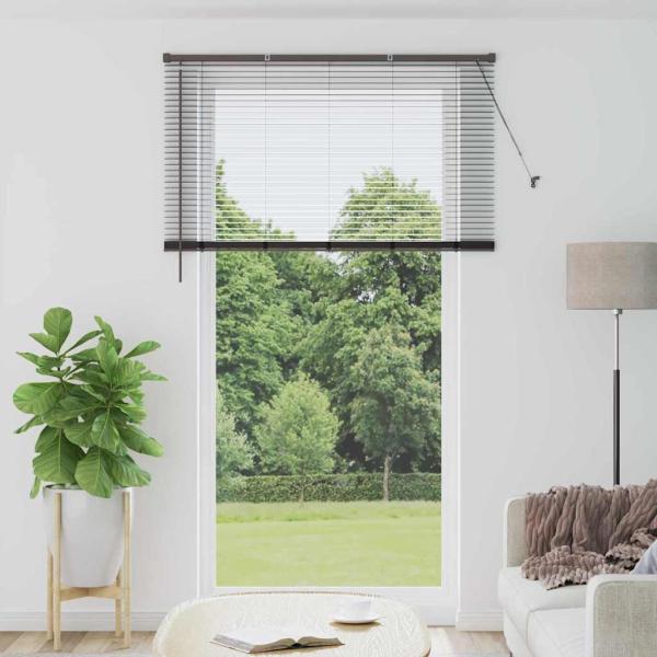 ARDEBO.de - Fenster Jalousie mit Vorhängen Sonstiges Schwarz 80 x 130 cm Aluminium