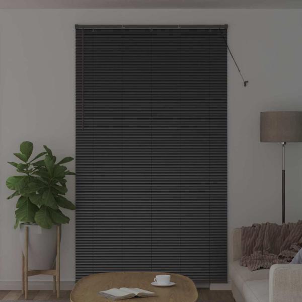 Fenster Jalousie mit Vorhängen Sonstiges Schwarz 80 x 130 cm Aluminium