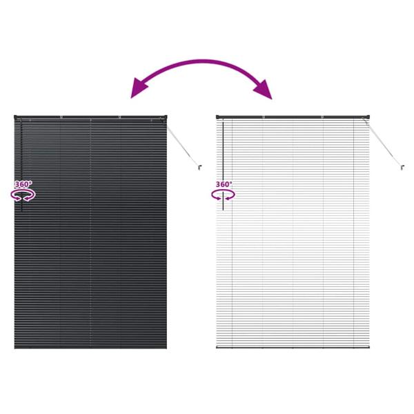 Fenster Jalousie mit Vorhängen Sonstiges Schwarz 150 x 220 cm Aluminium