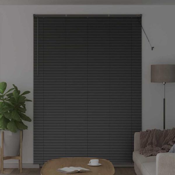 Fenster Jalousie mit Vorhängen Sonstiges Schwarz 160 x 220 cm Aluminium