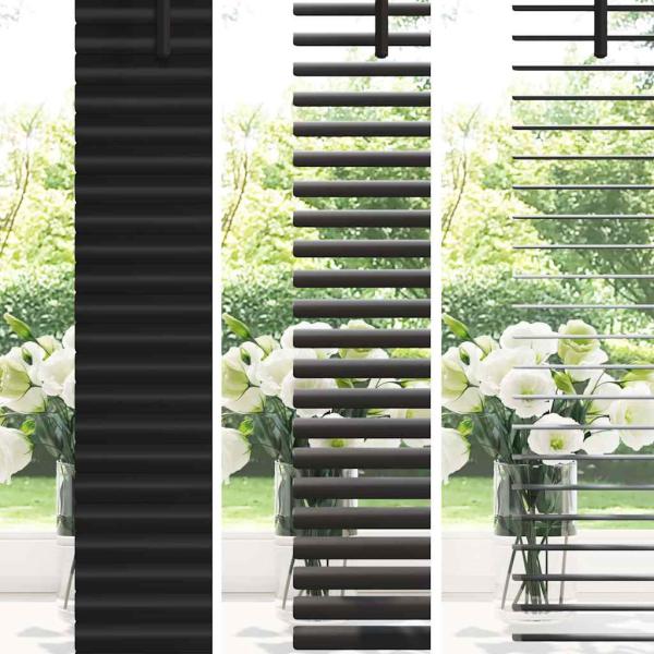 Fenster Jalousie mit Vorhängen Sonstiges Schwarz 160 x 220 cm Aluminium