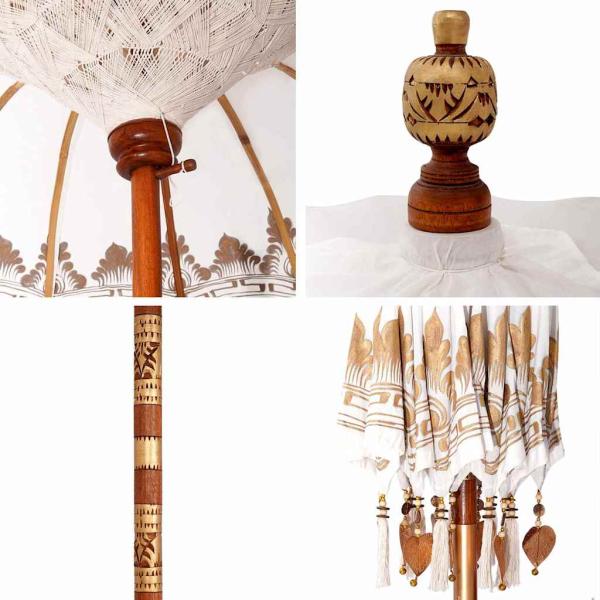 Sonnenschirm Sonstiges Cremefarben x 250 cm Baumwolle und Holz