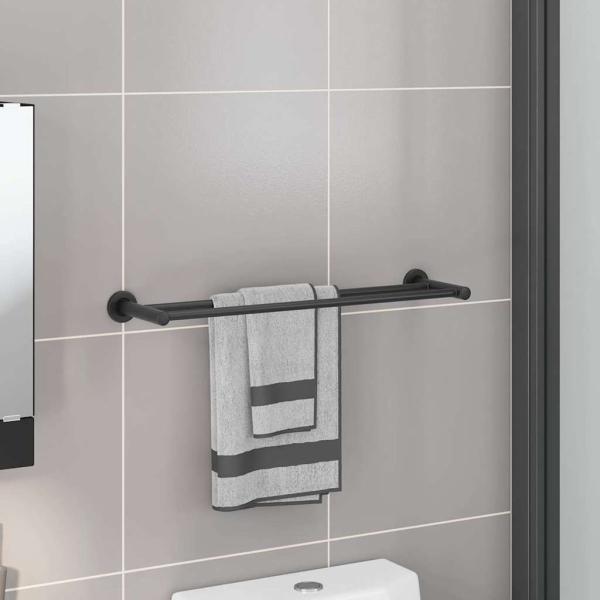 ARDEBO.de - Handtuchhalter Schwarz 61 x 14.5 x 5 cm Edelstahl