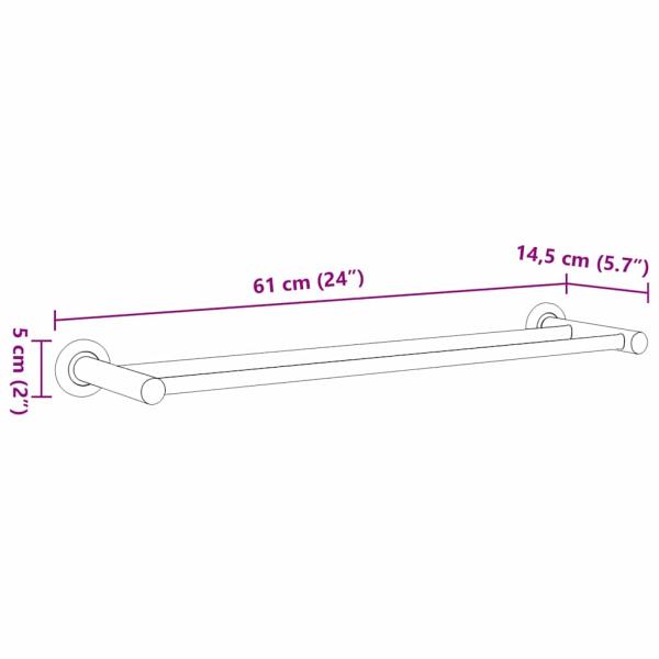 Handtuchhalter Schwarz 61 x 14.5 x 5 cm Edelstahl