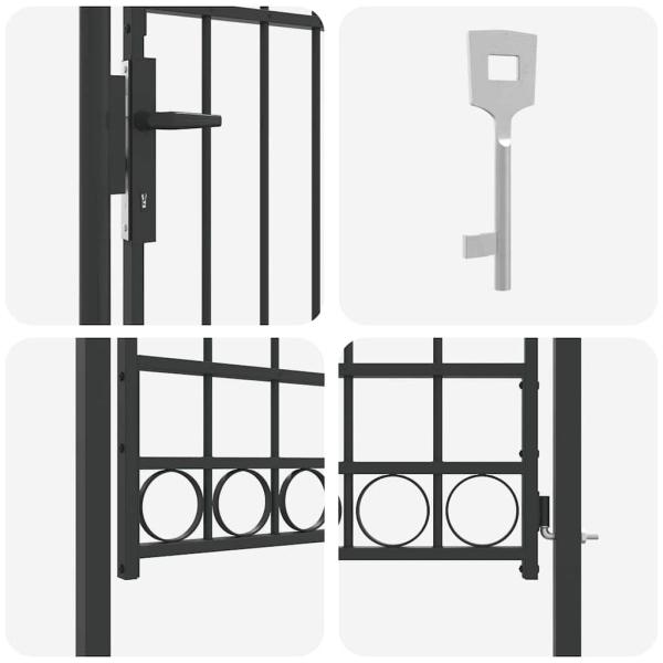 Zauntor Grau 100 x 175 cm Pulverbeschichteter Stahl