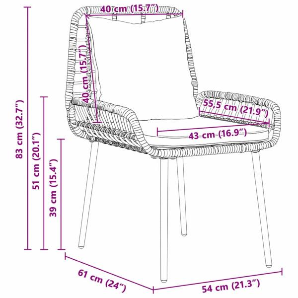Garten Essgruppe 3 pcs Schwarz, Anthrazit 35 x 35 x 45 cm