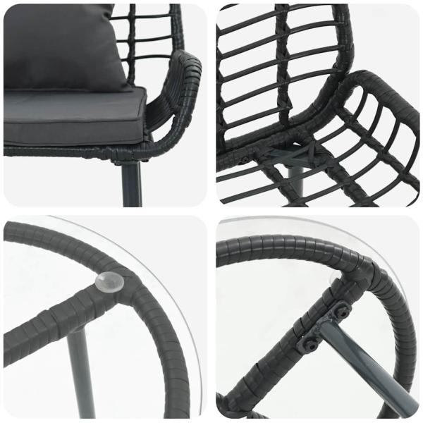 Garten Essgruppe 3 pcs Schwarz, Anthrazit 35 x 35 x 45 cm