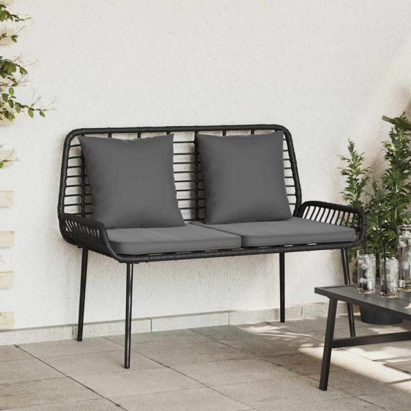 ARDEBO.de - Gartenbank mit Kissen Schwarz, Anthrazit 109 x 63 x 83 cm