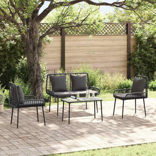 ARDEBO.de - Garten Essgruppe 3 pcs Schwarz, Anthrazit 109 x 63 x 83 cm