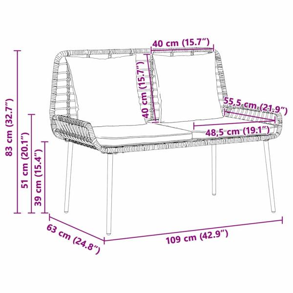 Garten Essgruppe 3 pcs Schwarz, Anthrazit 109 x 63 x 83 cm