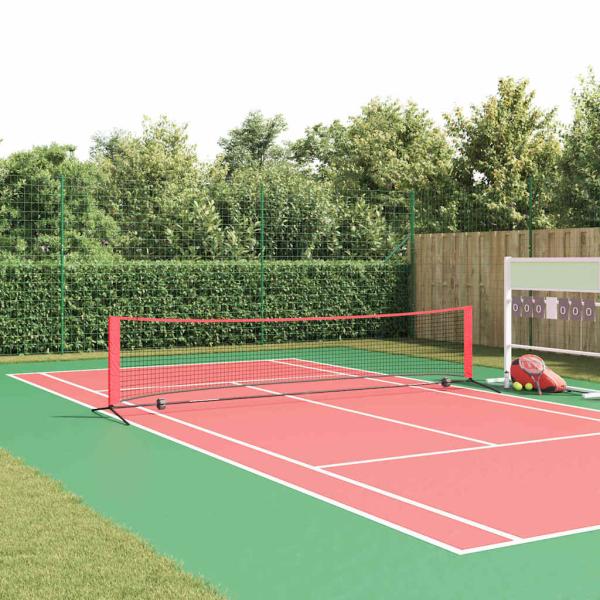 ARDEBO.de - Tennisnetz Schwarz und rot 396 x 92 x 87 cm Polyester