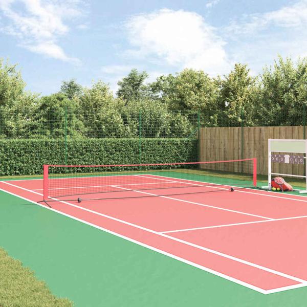 ARDEBO.de - Tennisnetz Schwarz und rot 595 x 90.5 x 87 cm Polyester