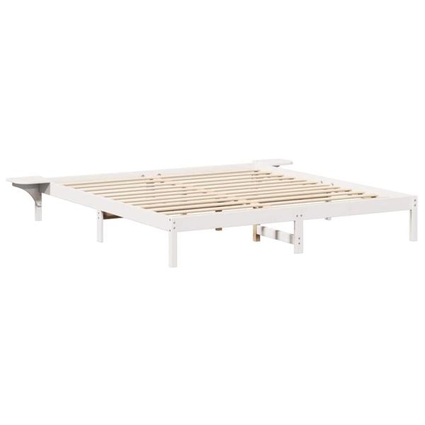 Bettgestell mit Nachttischen Weiß 200 x 200 cm Weiß