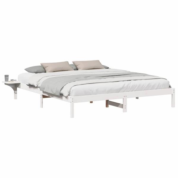 Bettgestell mit Nachttischen Weiß 200 x 200 cm Weiß