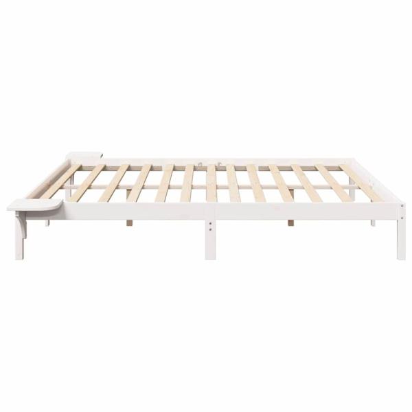 Bettgestell mit Nachttischen Weiß 200 x 200 cm Weiß