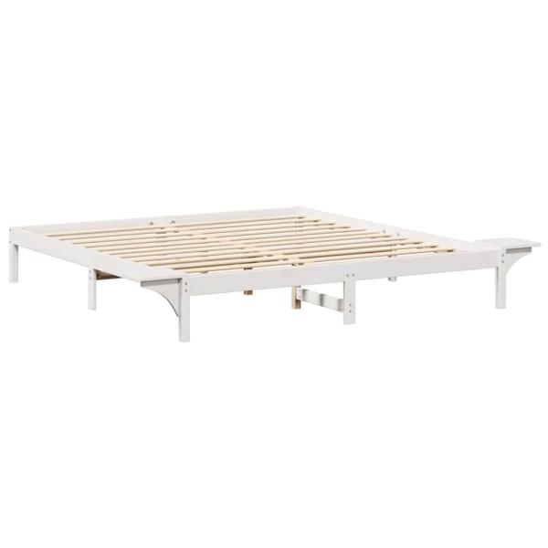 Bettgestell mit Nachttischen Weiß 200 x 200 cm Weiß