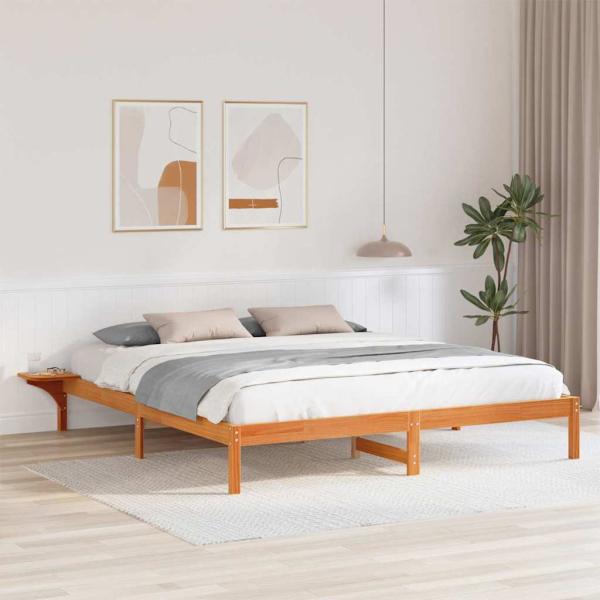 ARDEBO.de - Bettgestell mit Nachttischen Braun 200 x 200 cm Wachsbrown