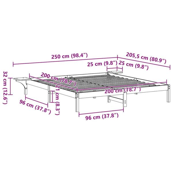 Bettgestell mit Nachttischen Braun 200 x 200 cm Wachsbrown