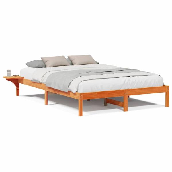 Bettgestell mit Nachttischen Braun 140 x 200 cm Wachsbrown