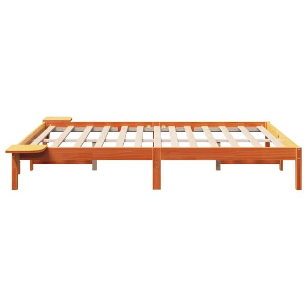 Bettgestell mit Nachttischen Braun 140 x 200 cm Wachsbrown
