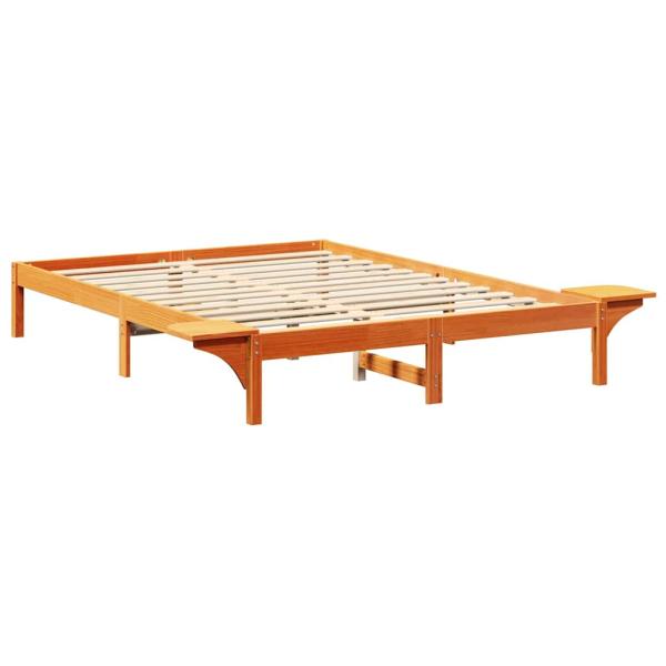 Bettgestell mit Nachttischen Braun 140 x 200 cm Wachsbrown