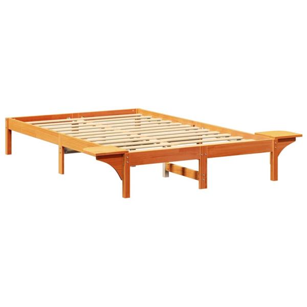 Bettgestell mit Nachttischen Braun 140 x 190 cm Wachsbrown