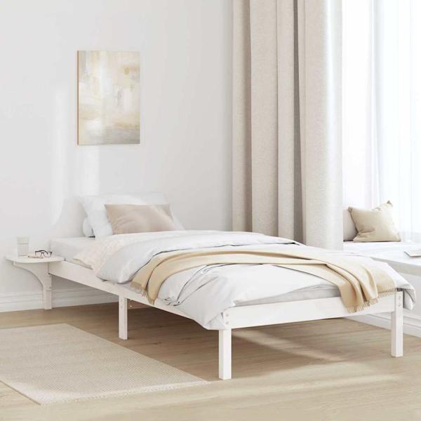 ARDEBO.de - Bettgestell mit Nachttischen Weiß 90 x 200 cm Weiß