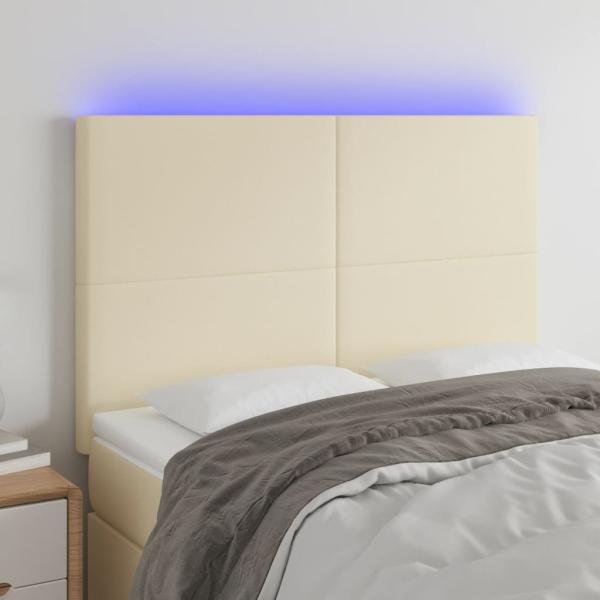 ARDEBO.de - LED Kopfteil Creme 144x5x118/128 cm Kunstleder