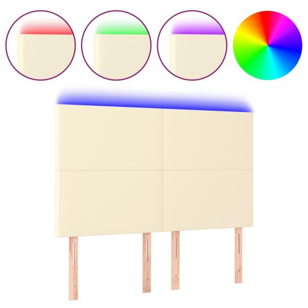 LED Kopfteil Creme 144x5x118/128 cm Kunstleder
