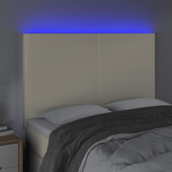 LED Kopfteil Creme 144x5x118/128 cm Kunstleder