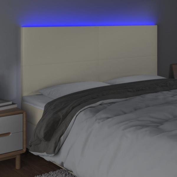 LED Kopfteil Creme 180x5x118/128 cm Kunstleder