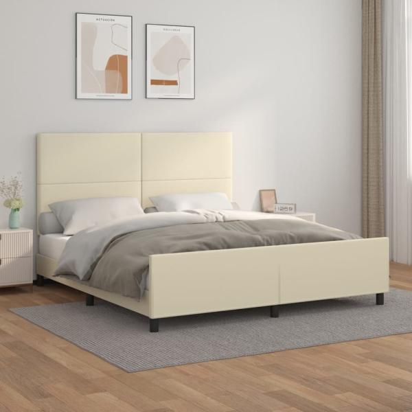 ARDEBO.de - Bettgestell mit Kopfteil Creme 180x200 cm Kunstleder